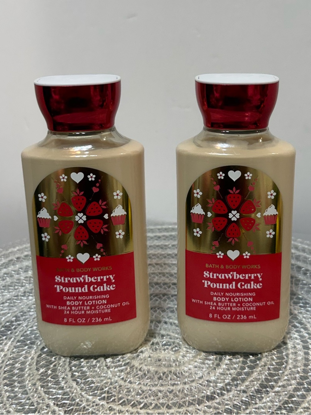 BBW Strawberry Pound Cake Body Lotion Set of 2 NWT